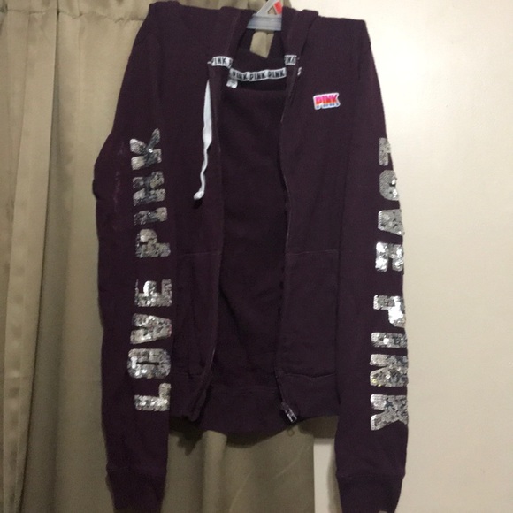 PINK Victoria's Secret Tops - Burgundy sweater/hoodie  from brand :pink